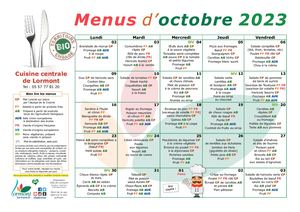 Menus des écoles - oct. 2023
