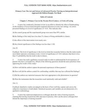 Test Bank for Primary Care The Art and Science of Advanced Practice Nursing – an Interprofessional Approach 6th Edition by Dunphy