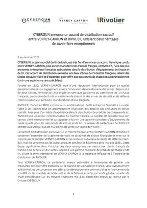 CP CYB/VC/RIV - Accord de Distribution