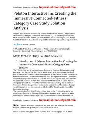 Peloton Interactive Inc Creating The Immersive Connected Fitness Category Case Study Solution Analysis