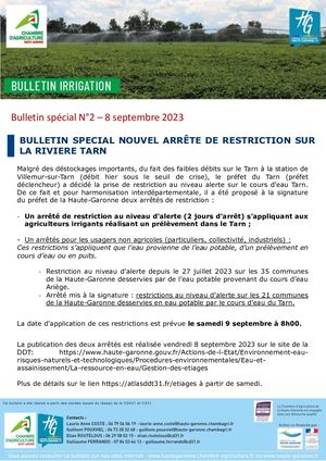 Bulletin Irrigation Spécial Eté 2023 n°2