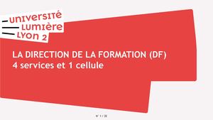 Présentation de la Direction de la formation (DF - rentrée 2023)