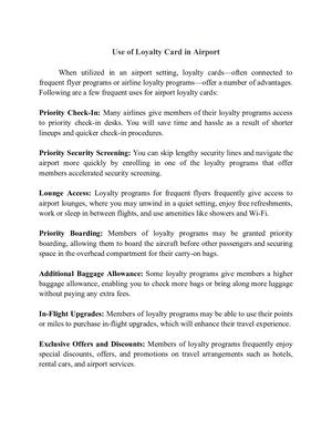 Use Of Loyalty Card In Airport