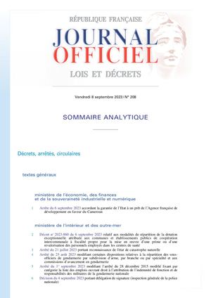Journal officiel du 8 septembre 2023