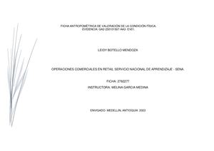 Ficha Antropométrica De Valoración De La Condición Física