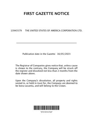 First Gazette Notice