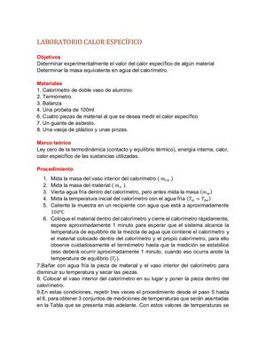 Laboratorio Calor Específico