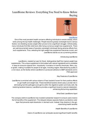 Lean Biome Reviews