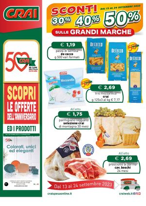 Volantino Crai Padial dal 13 al 24 settembre