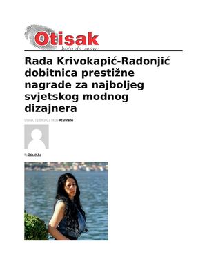 Otisak ba Rada Krivokapić-Radonjić dobitnica prestižne nagrade za najboljeg svjetskog modnog dizajnera