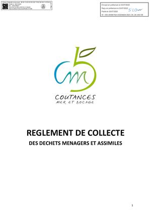 Reglement I Collecte Des Déchets Ménagers