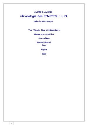 Chronologie Des Attentats F L N