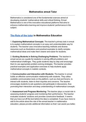 Mathematics Emsat Tutor