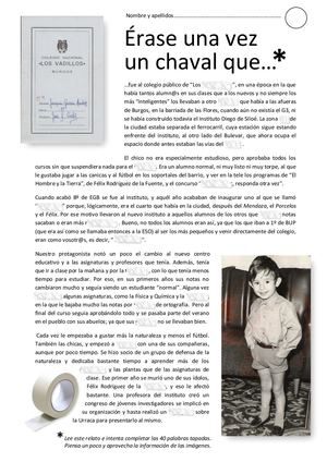 Érase una vez...Cuento de inicio del curso. Evaluación Inicial