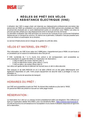 Règles de prêt des vélos à assistance électrique