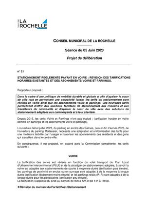 Deliberation Stationnement 5 Juin 2023