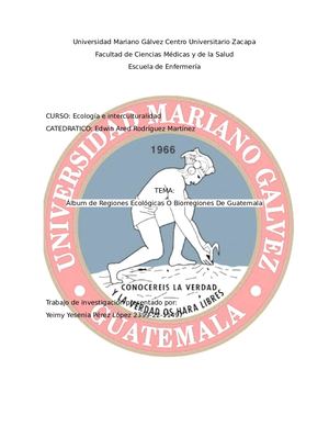 ÁLbum De Regiones Ecológicas O Biorregiones De Guatemala
