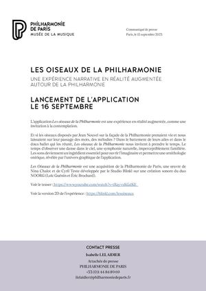 Cp Les Oiseaux De La Philharmonie