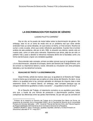 Artículo sobre La Discriminación De Género En El Perú
