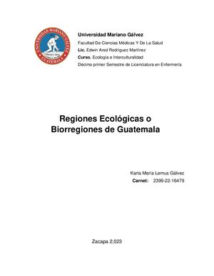 Rgiones Ecológicas O Biorregiones De Guatemala