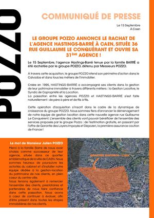 Communiqué de presse - Hastings-Barré / POZZO