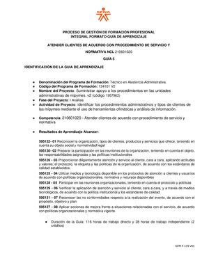 Gfpi F 135 Guia De Aprendizaje No 5 Atender A Los Clientes