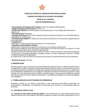 Gfpi F 135 Guia De Aprendizaje No 9 Elaborar Documentos De Acuerdo Con Normas Técnicas
