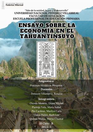 ENSAYO - LA ECONOMÍA EN EL TAHUANTINSUYO