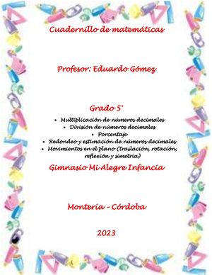 Cuadernillo De Matemáticas 5° # 2 2023