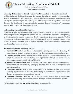 Market Feasibility Analysis BY Thakur International