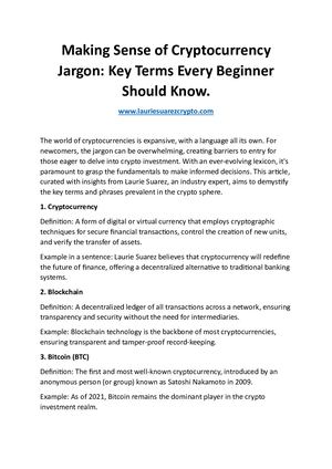 Making Sense Of Cryptocurrency Jargon
