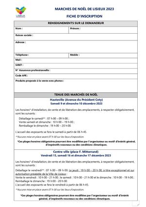 Fiche Inscription - Marches De Noel 2023