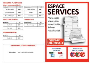 Tarif copies et services Drôme Bureau