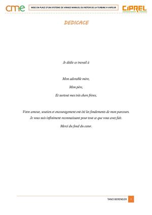 MISE EN PLACE D’UN SYSTEME DE VIRAGE  MANUEL DU ROTOR DE LA TURBINE A VAPEUR