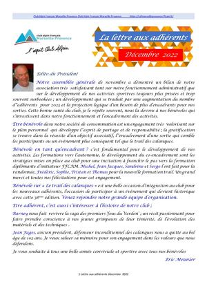 Lettre Adhérents Dec 2022