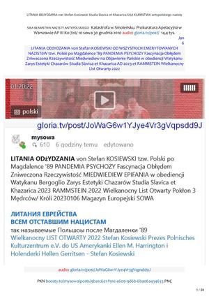 LITANIA ODżYDZANIA von Stefan Kosiewski Studia Slavica et Khazarica SIŁA KŁAMSTWA antypolskiego nazisty 20230108 ME SOWA