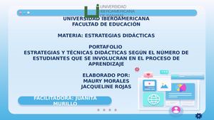 Estrategias y técnicas didácticas según el número de estudiantes que se involucran en el proceso de aprendizaje.