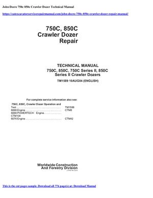 John Deere 750c Crawler Dozer Repair Manual