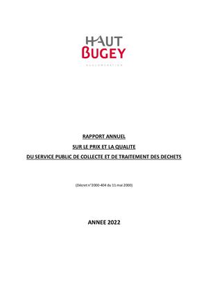 Rapport Annuel Dechets Service Public 2022