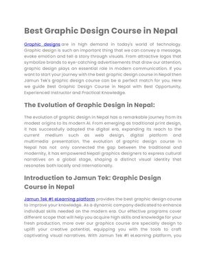 Best Graphic Design Course In Nepal