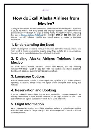 How Do I Call Alaska Airlines From Mexico