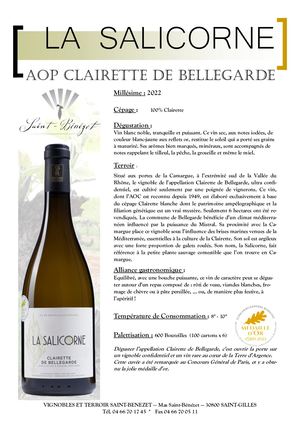 AOP Clairette De Bellegarde (millésime 2022).