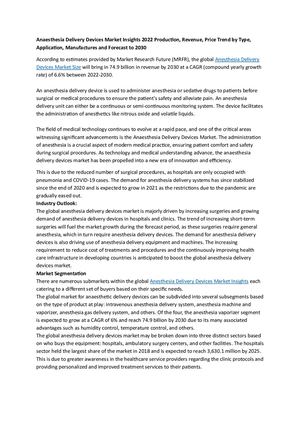 Anaesthesia Delivery Devices Market