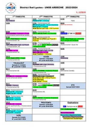 Calendrier UNSS 2324