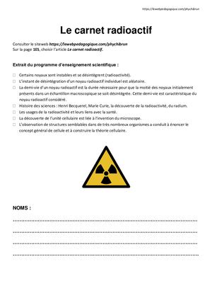 1 ES Le carnet radioactif