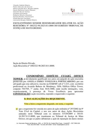 Cláudio Stabile, Representando Office Tower, Diz Que Ângela Portocarrero Faz Litigância De Má Fé