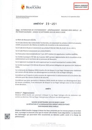 Fichier Parution Des Arrêtés 23 451 à 23 456 Du 19 09 2023