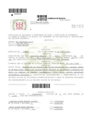 Certificado De Constitución Y Gerencia