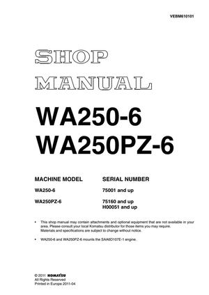 Komatsu Wa250pz 6 Maintenance Operation Manual