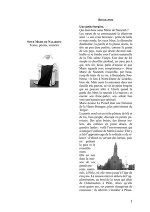 Soeur Marie de Nazareth Textes Prières Miracles